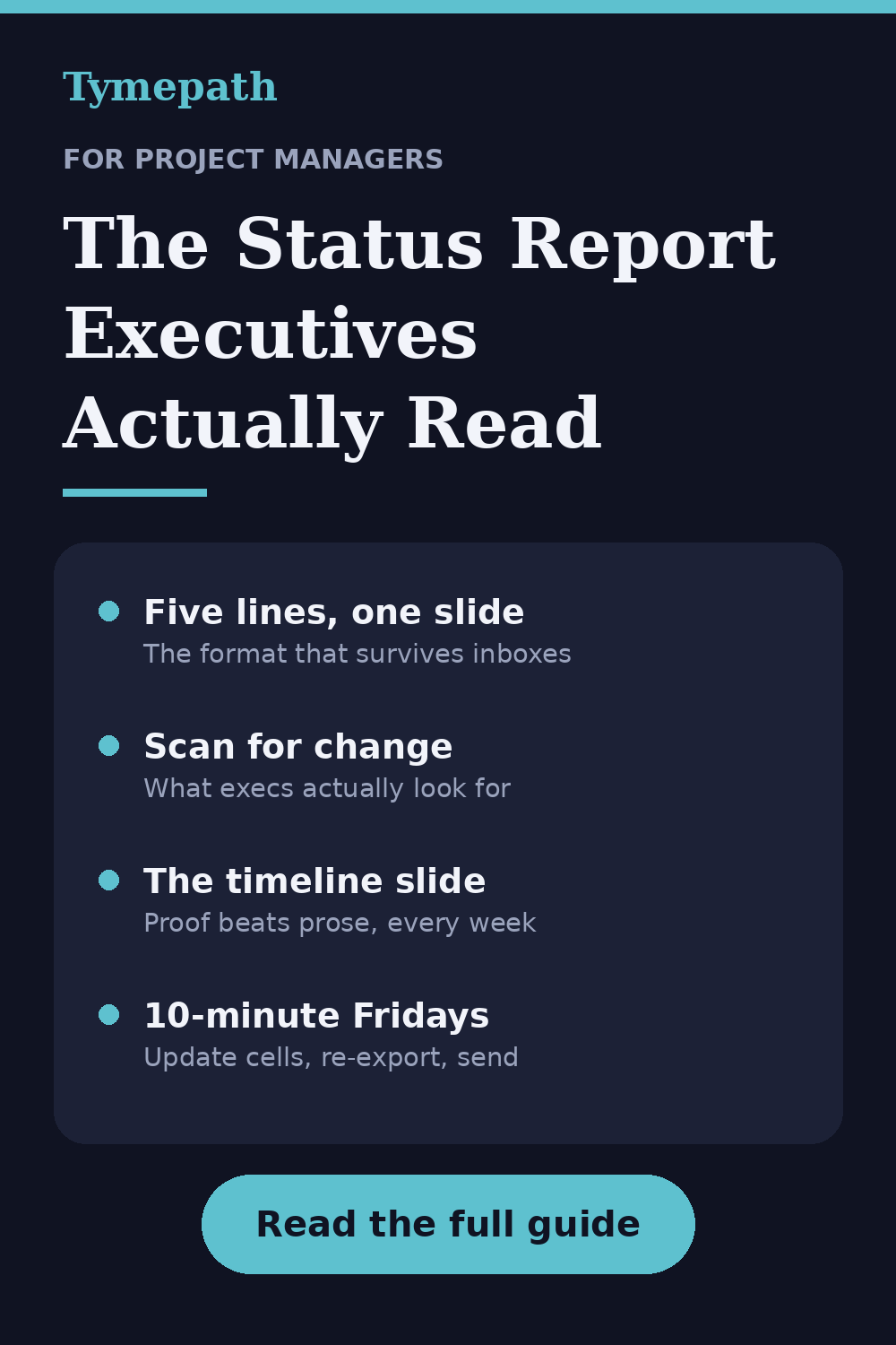 The Project Status Report Executives Actually Read (It's Mostly One Slide)